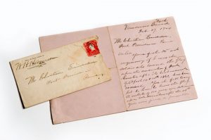 From the collection of the Sanderson Museum, a letter to Christian Sanderson by W.S Hammer, the man who lowered the Union flag at Fort Sumter.  