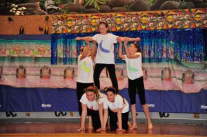 Hillendale students lip synch to "Hey, Hey We're the Monkees."
