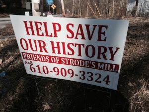 A sign on the property alerts area residents to the effort to preserve it.