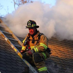 Mike Wells, shown in action for Longwood Fire Company, has been promoted to lieutenant.