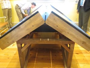 The base of the system was constructed from reclaimed Chester County barn wood.