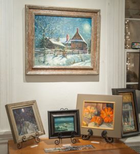 The top painting , of John Milner's house, is one of Beam's favorites in the exhibit that will run through Nov. 13 at The Chadds Ford Gallery.