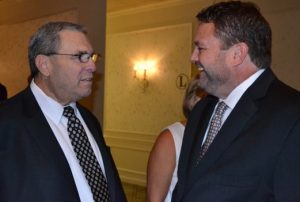 Former Police Chief Edward A. Zunino chats with Kennett Square Mayor Matt Fetick.