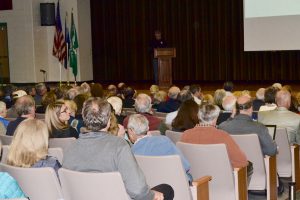 More than 250 area residents gathered at Stetson Middle School to learn about Toll Brothers' plans for Crebilly Farm.